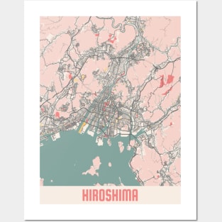 Hiroshima - Japan Chalk City Map Posters and Art